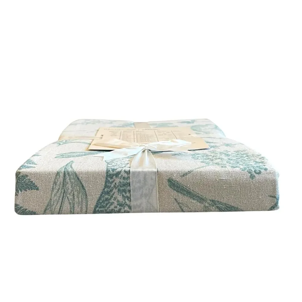 RACHEL ZOE Easter Tablecloth 60 x 84 Bunnies Ivory Green Silver Glitter New
